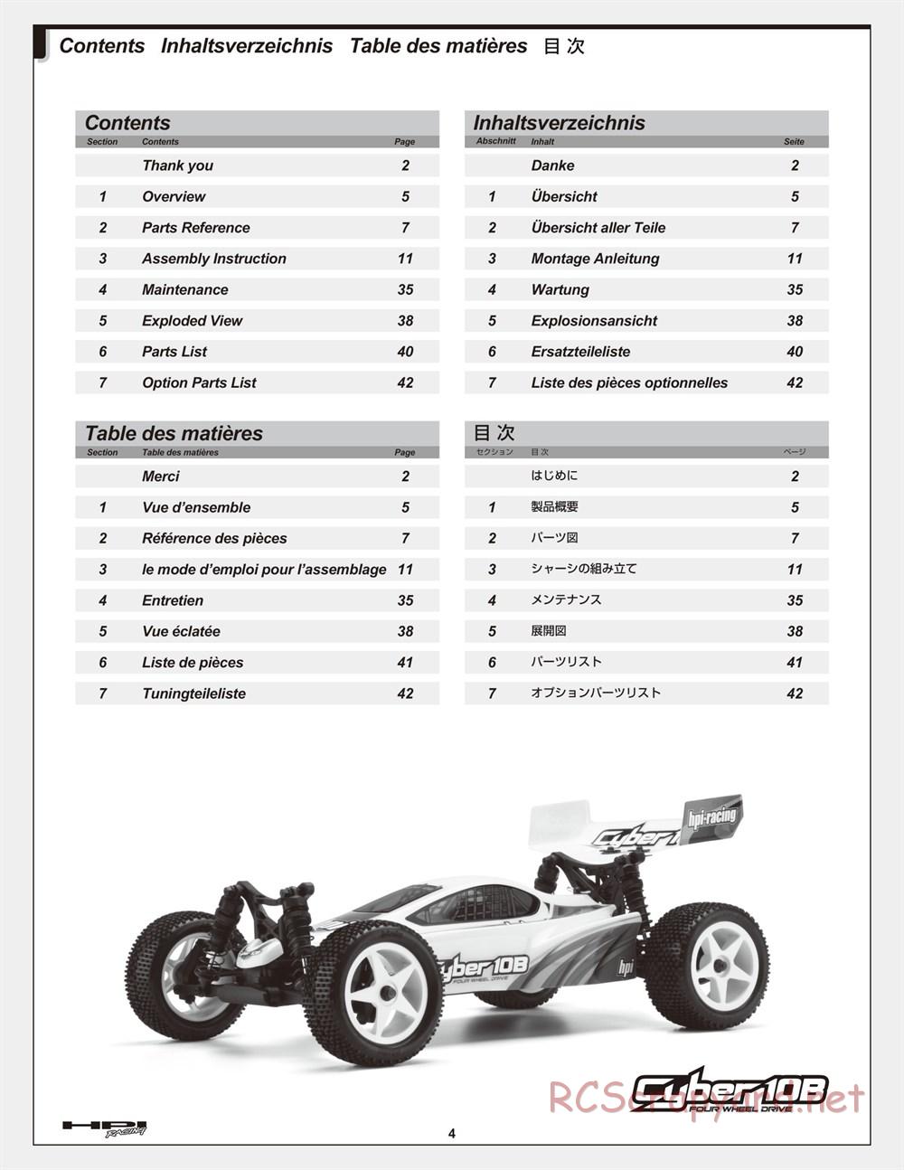 HPI - Cyber 10B - Manual - Page 4