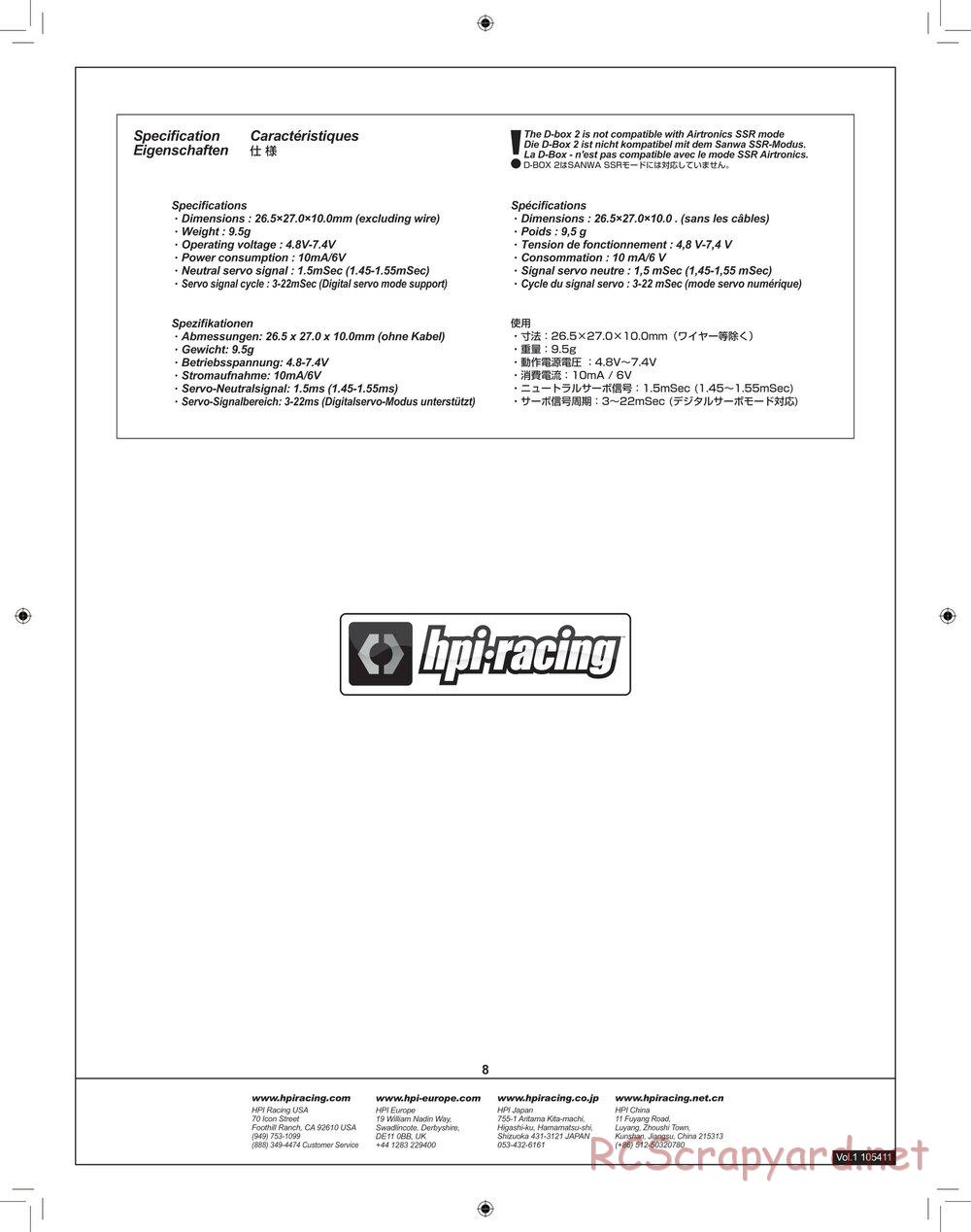 HPI - Baja 5B 2.0 D-Box2 - Manual - Page 8