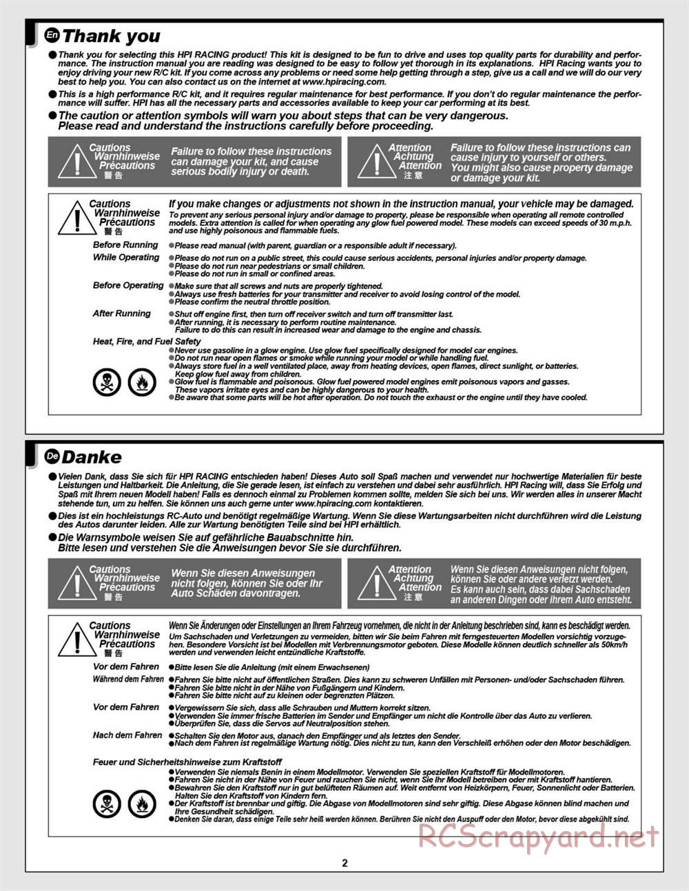 HPI - D8S - Manual - Page 2