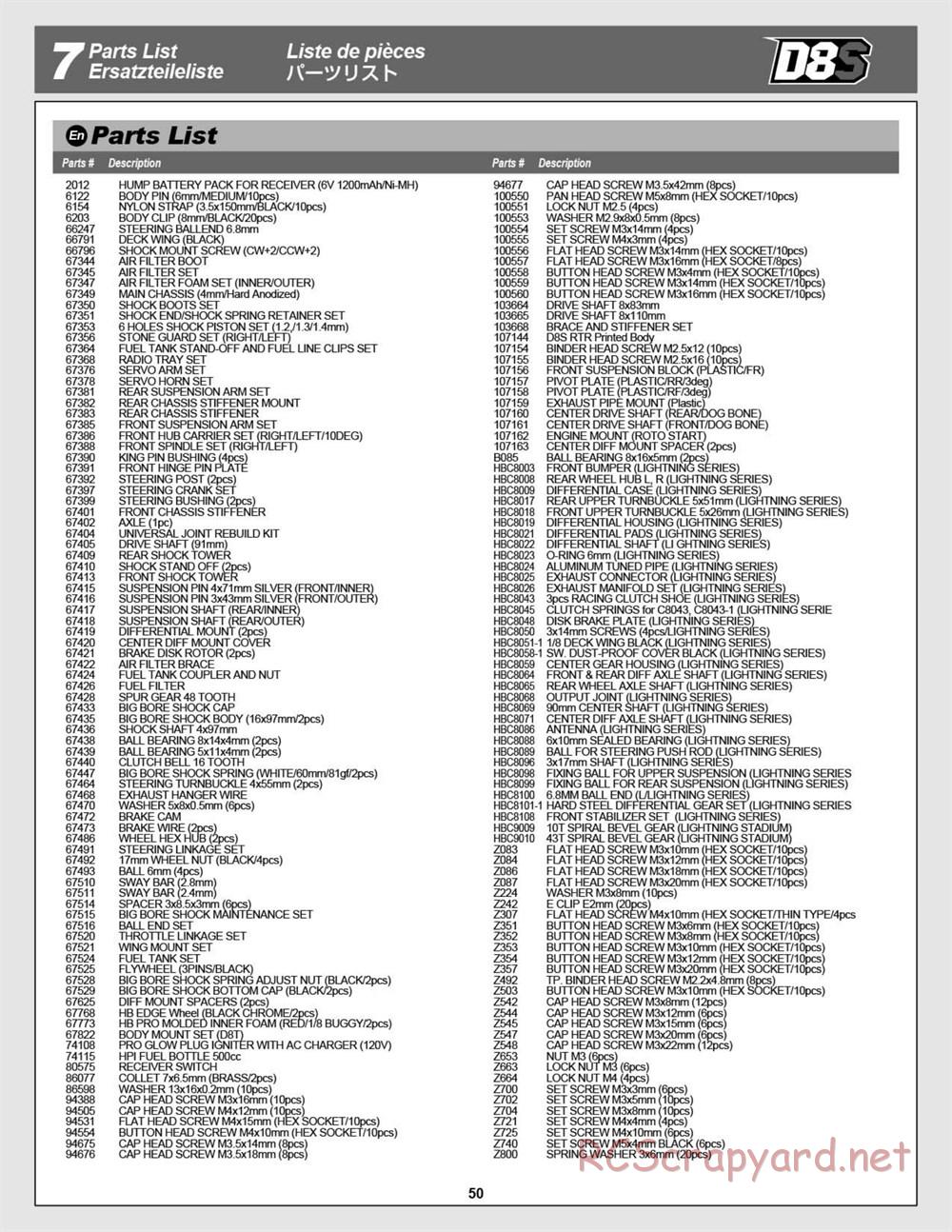 HPI - D8S - Manual - Page 50