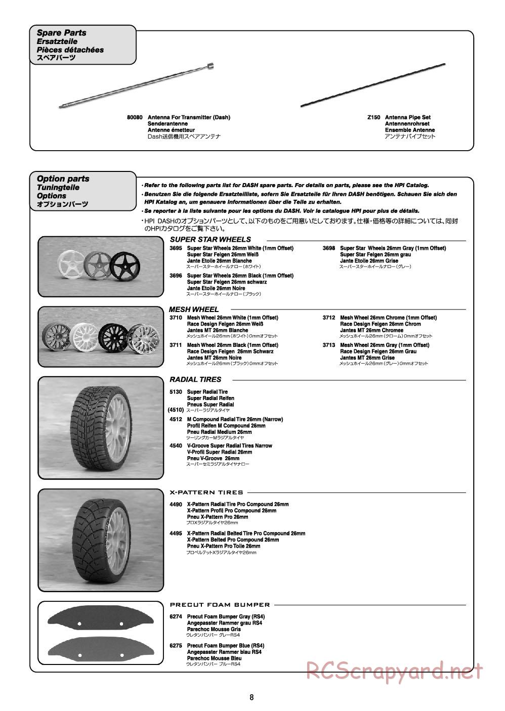 HPI - Dash - Manual - Page 8