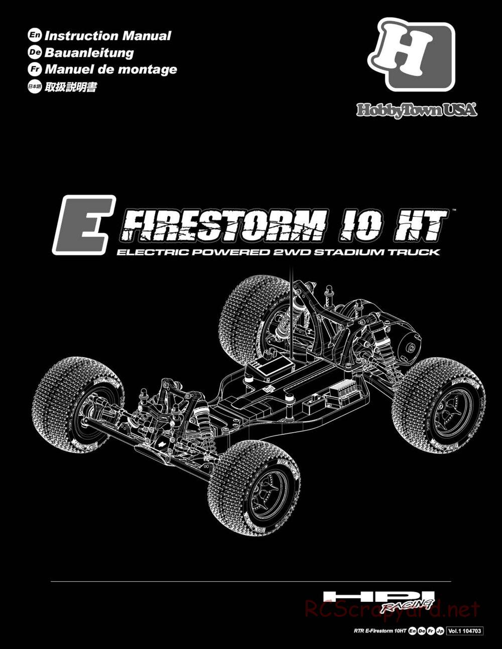 HPI - E-Firestorm 10 HT - Manual - Page 1