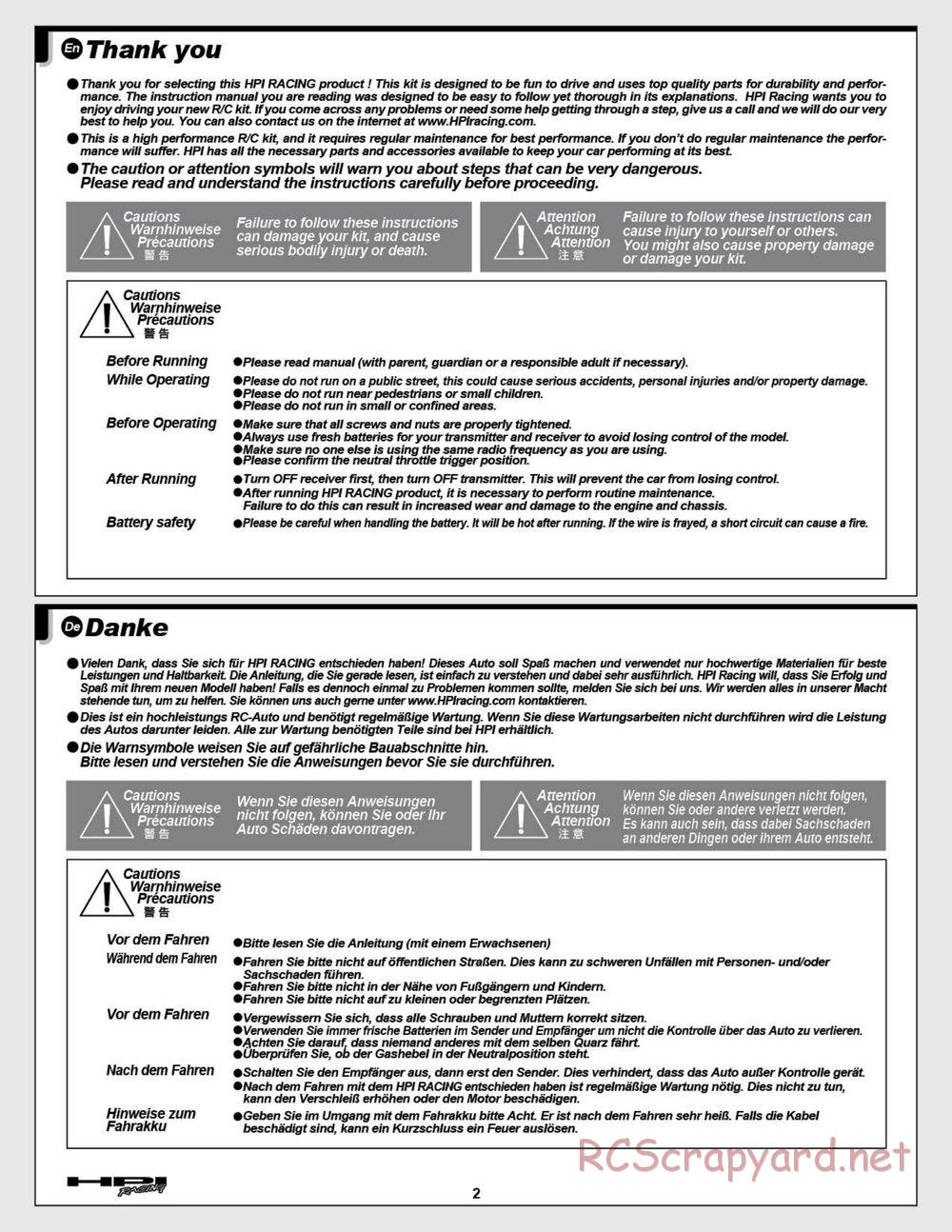 HPI - E-Firestorm 10 HT - Manual - Page 2