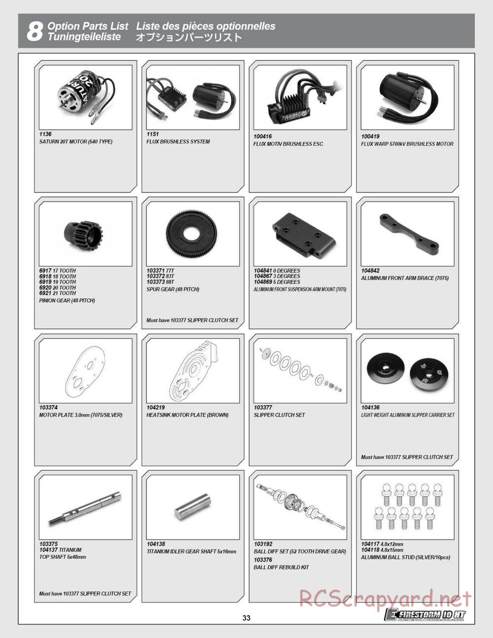 HPI - E-Firestorm 10 HT - Exploded View - Page 33