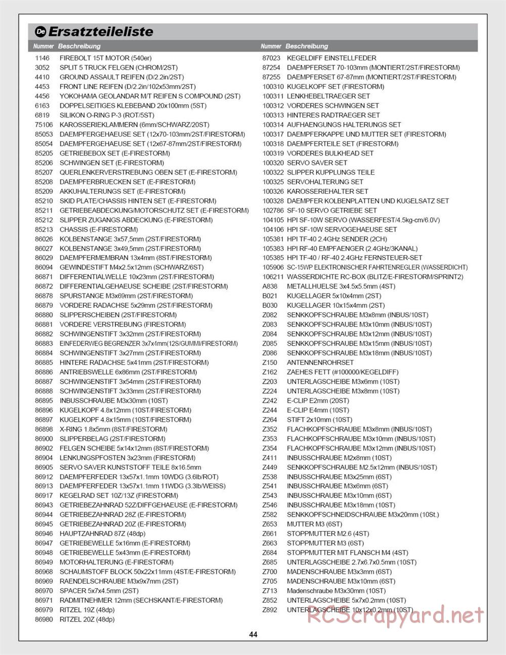 HPI - E-Firestorm-10T - Manual - Page 44