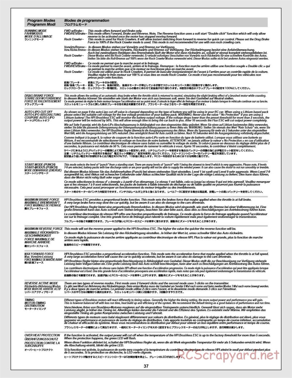 HPI - E-Firestorm 10T Flux - Manual - Page 37