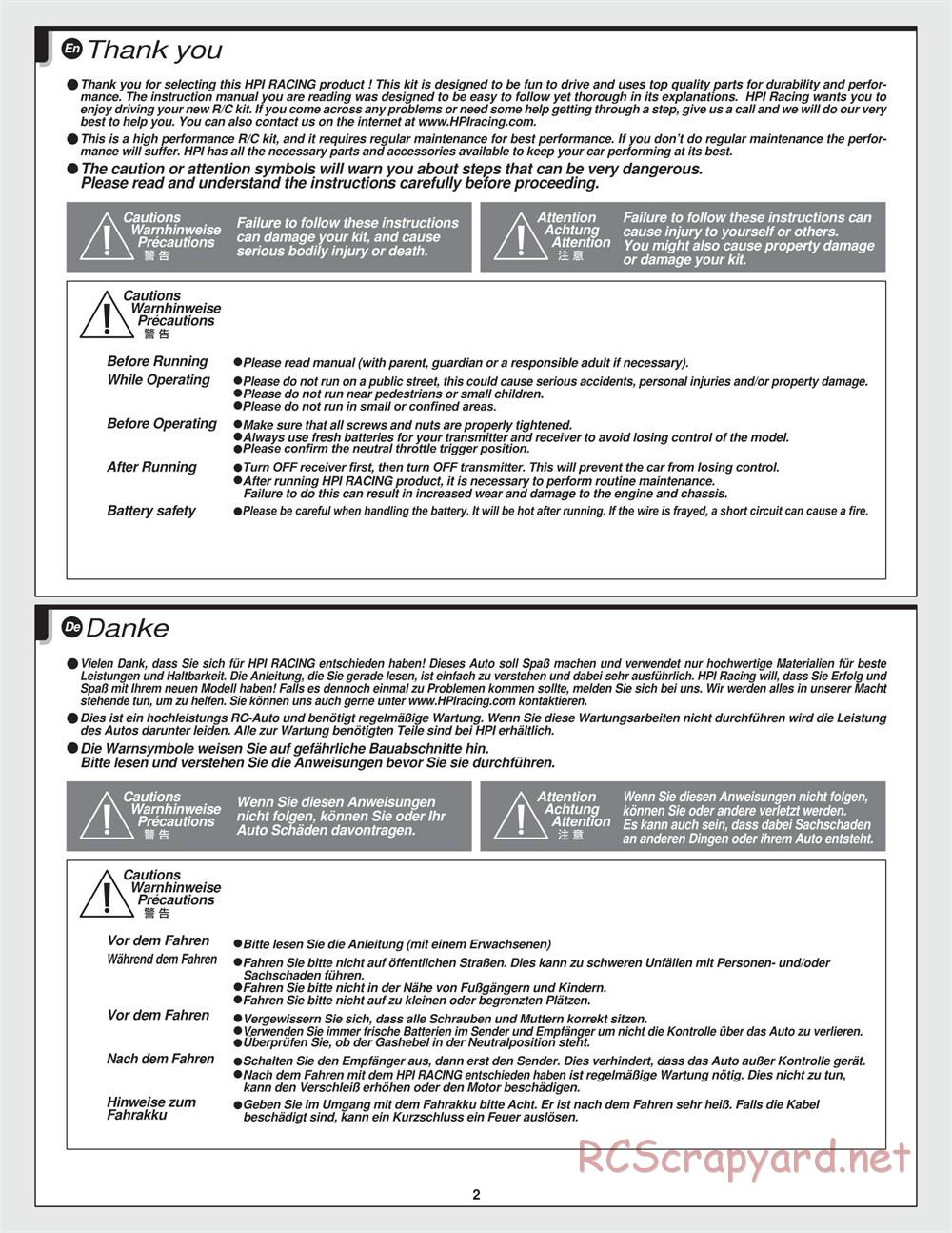 HPI - E10 Drift - Manual - Page 2