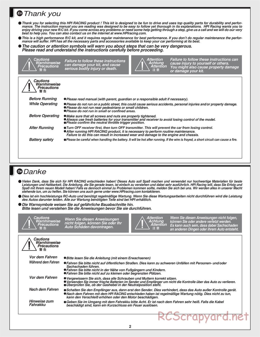 HPI - E10 - Manual - Page 2