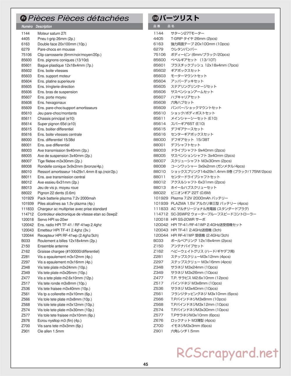 HPI - E10 - Manual - Page 45