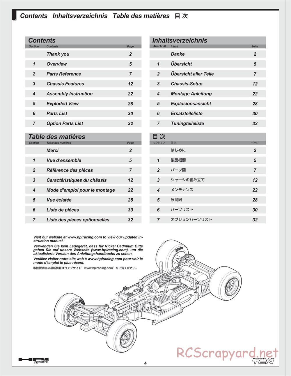 HPI - F10 - Formula Ten - Manual - Page 4