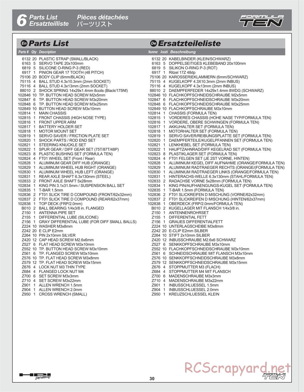 HPI - F10 - Formula Ten - Manual - Page 30