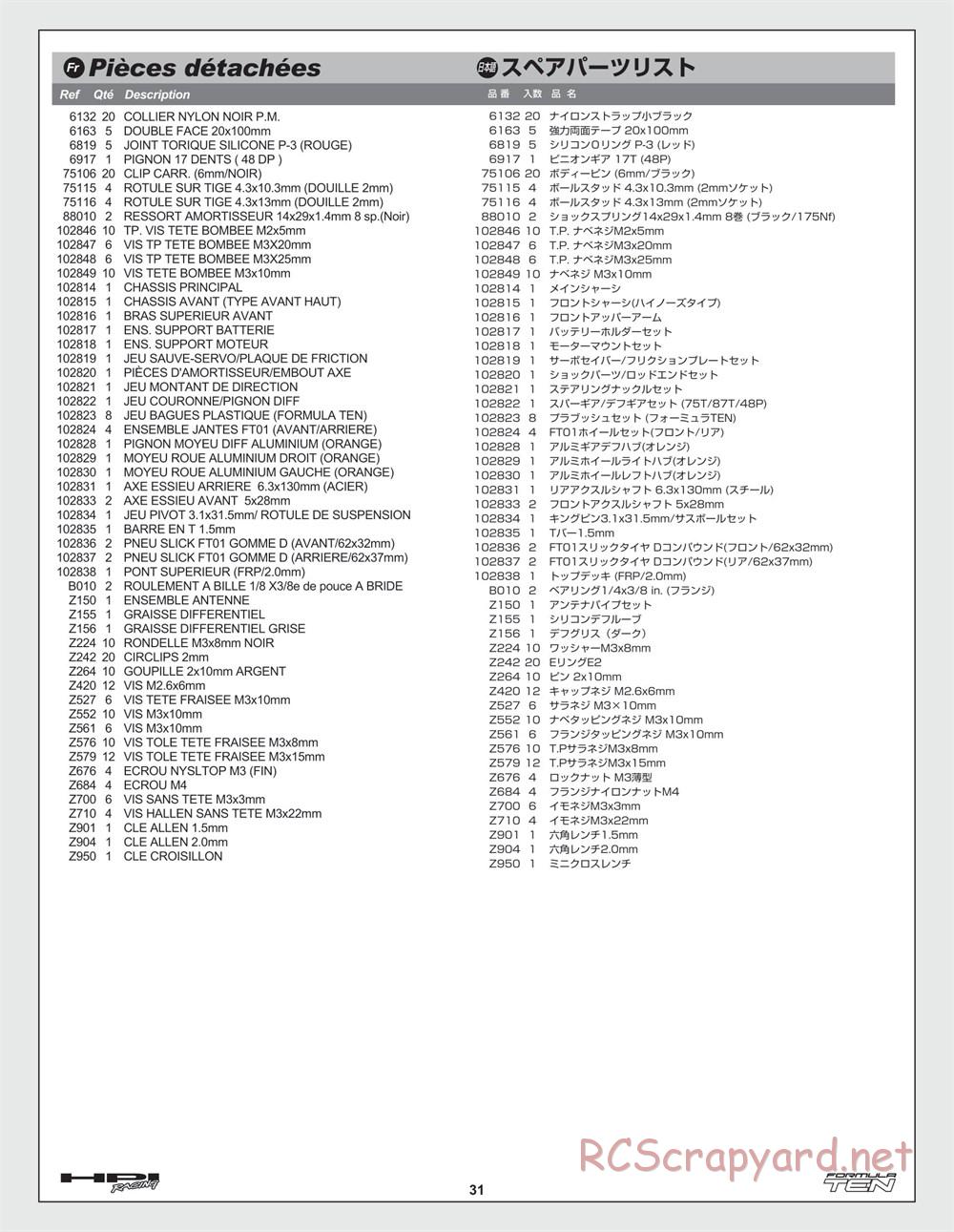 HPI - F10 - Formula Ten - Manual - Page 31