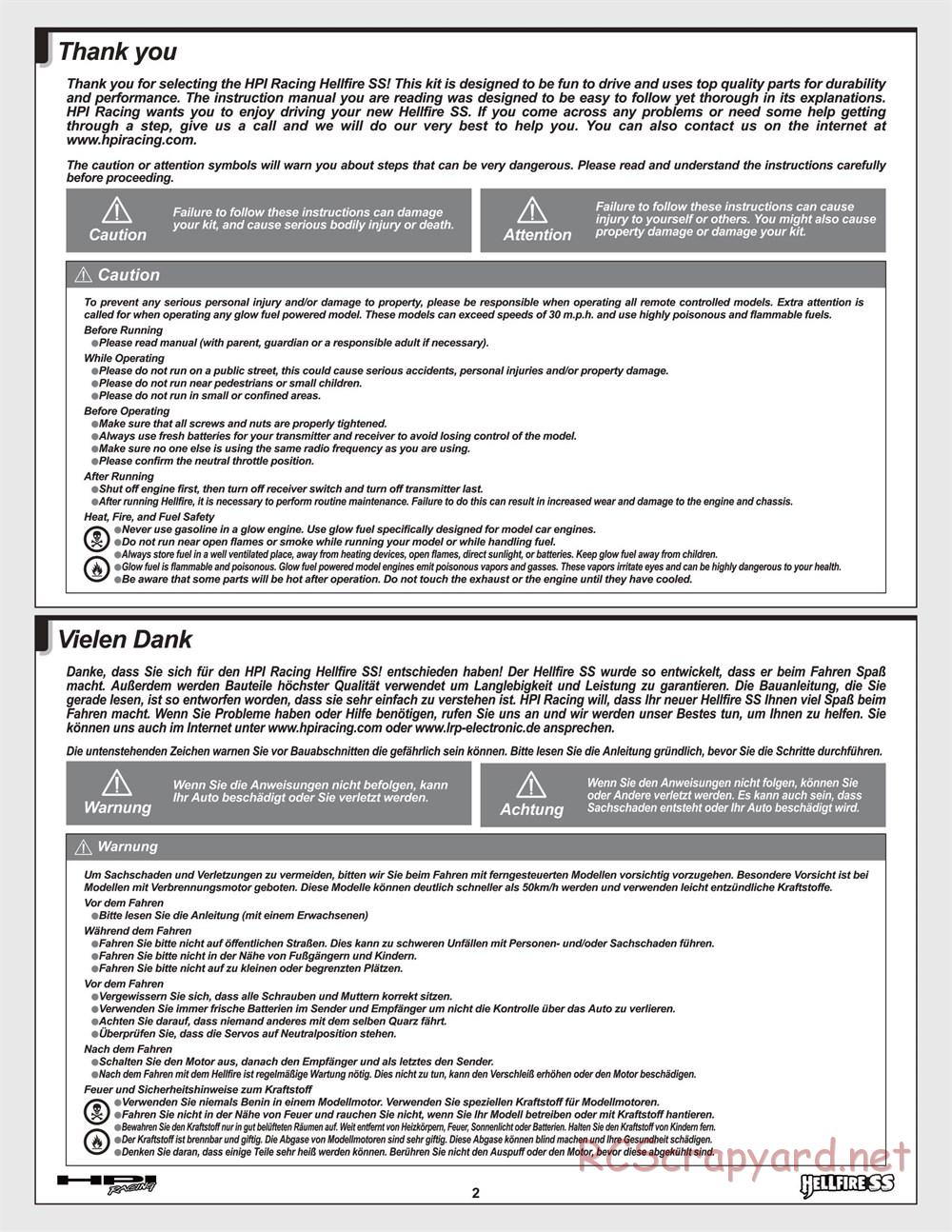 HPI - Hellfire SS - Manual - Page 2