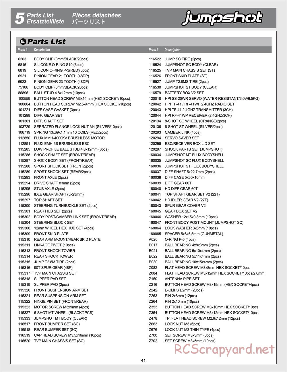 HPI - Jumpshot MT Flux - Exploded View - Page 41