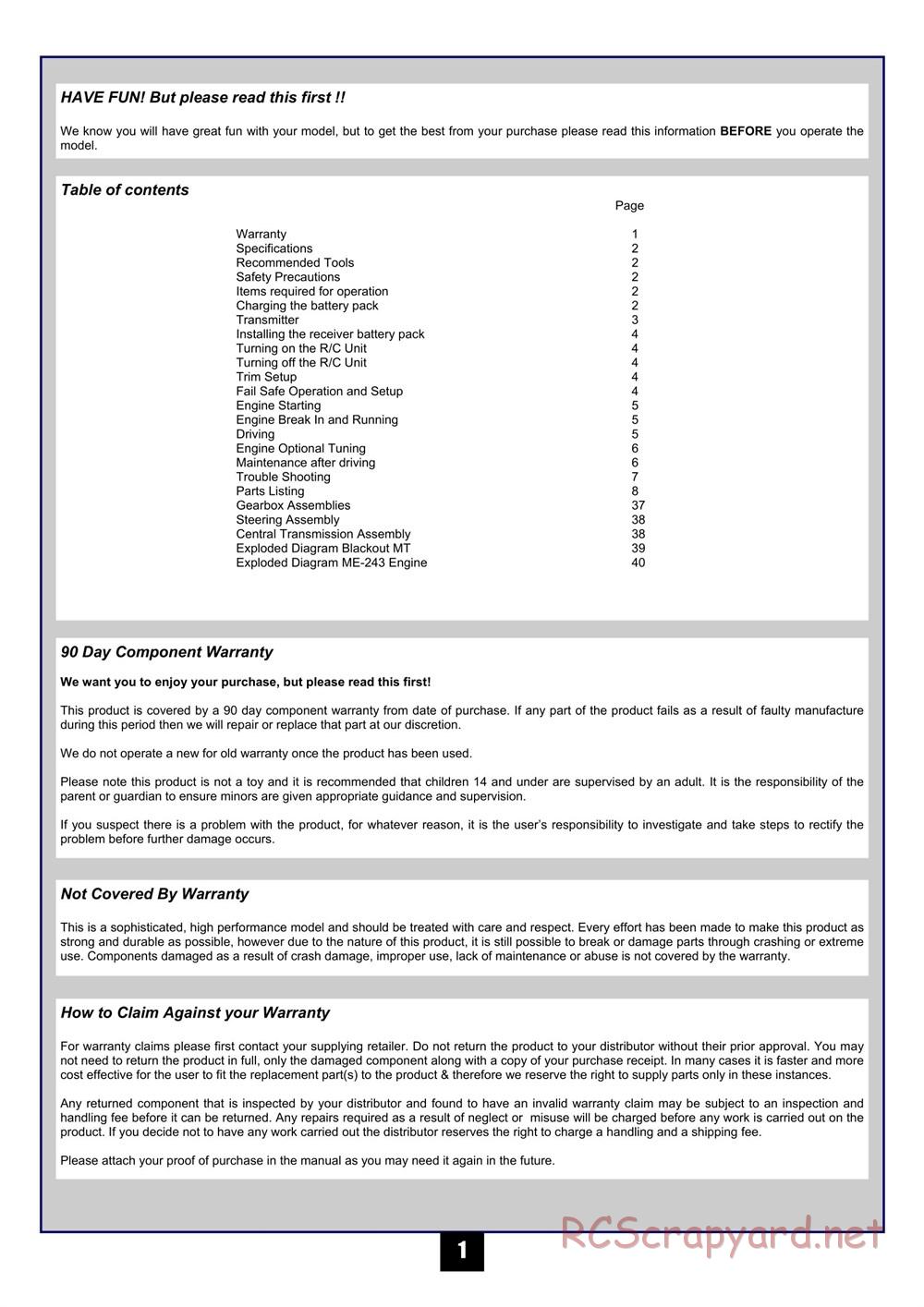 HPI - Maverick Blackout MT - Manual - Page 2