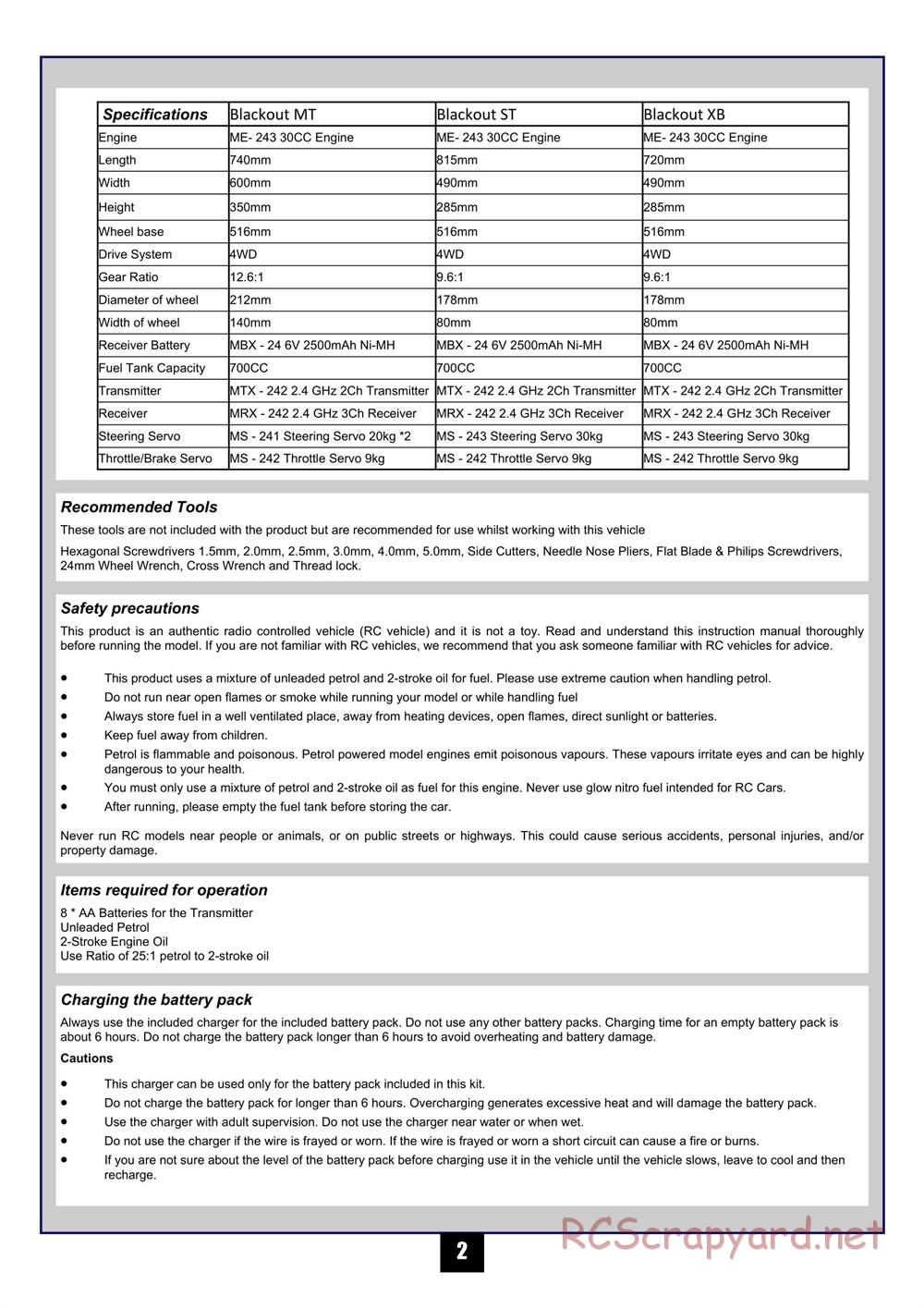 HPI - Maverick Blackout MT - Manual - Page 3