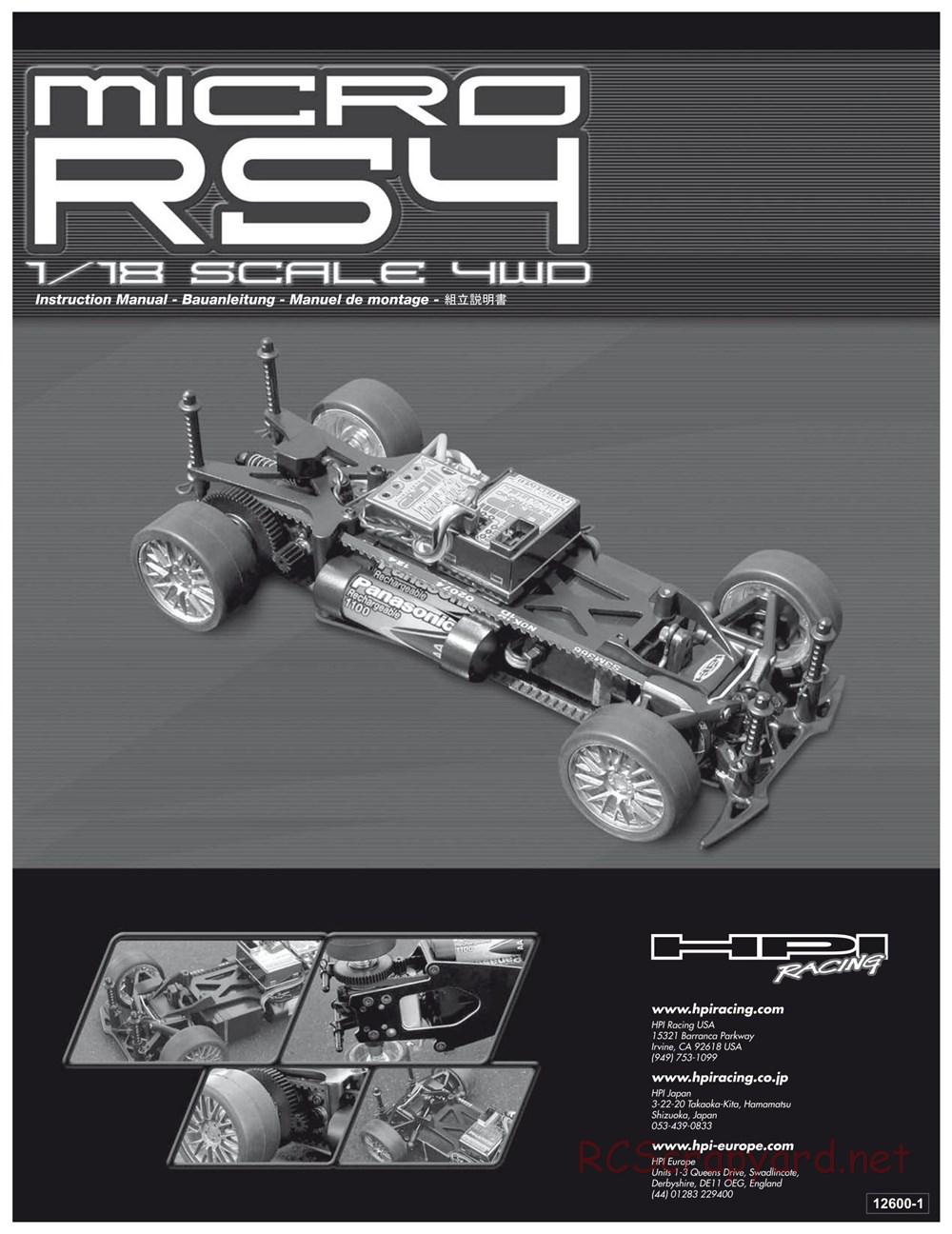 HPI - Micro RS4 - Manual - Page 1
