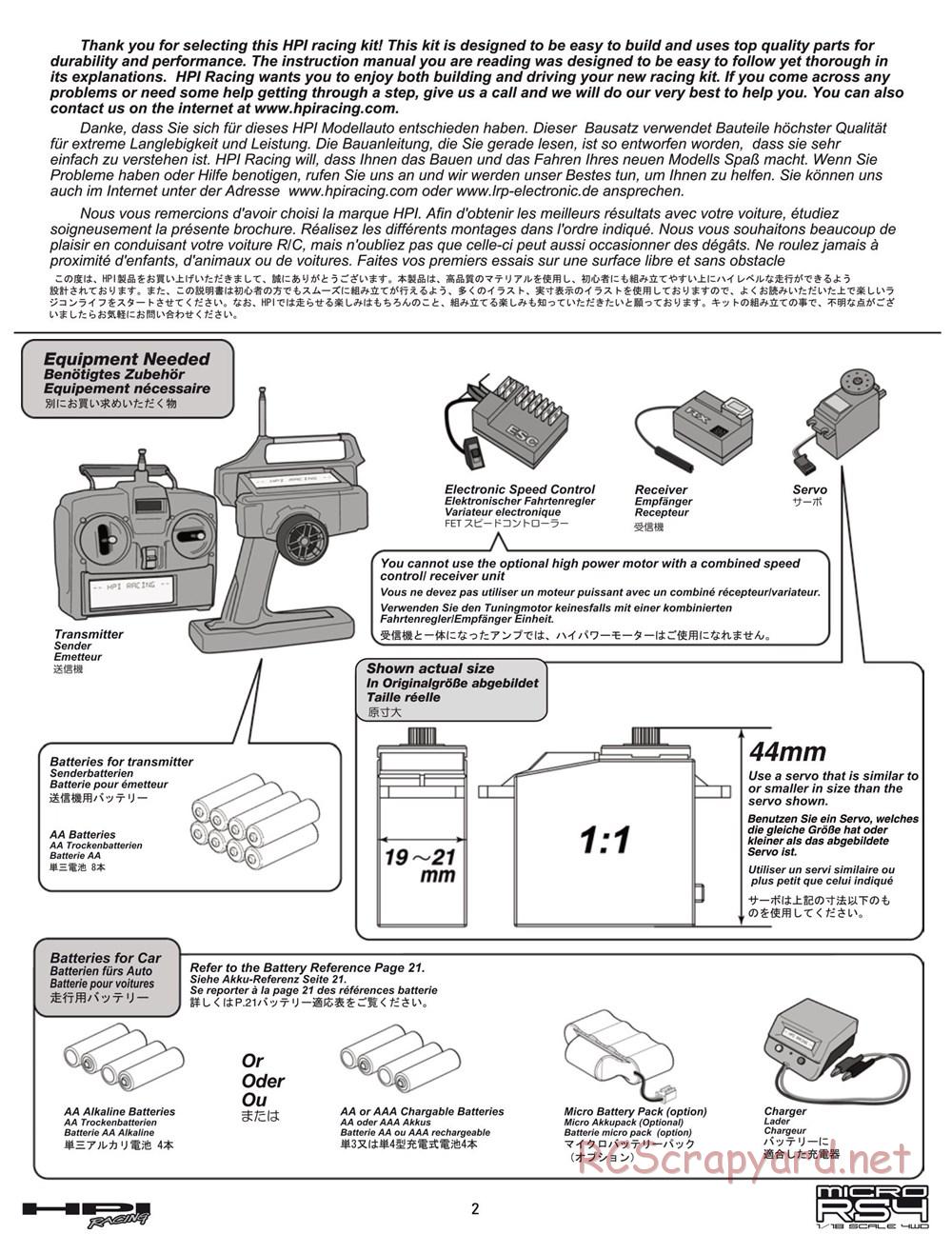 HPI - Micro RS4 - Manual - Page 2