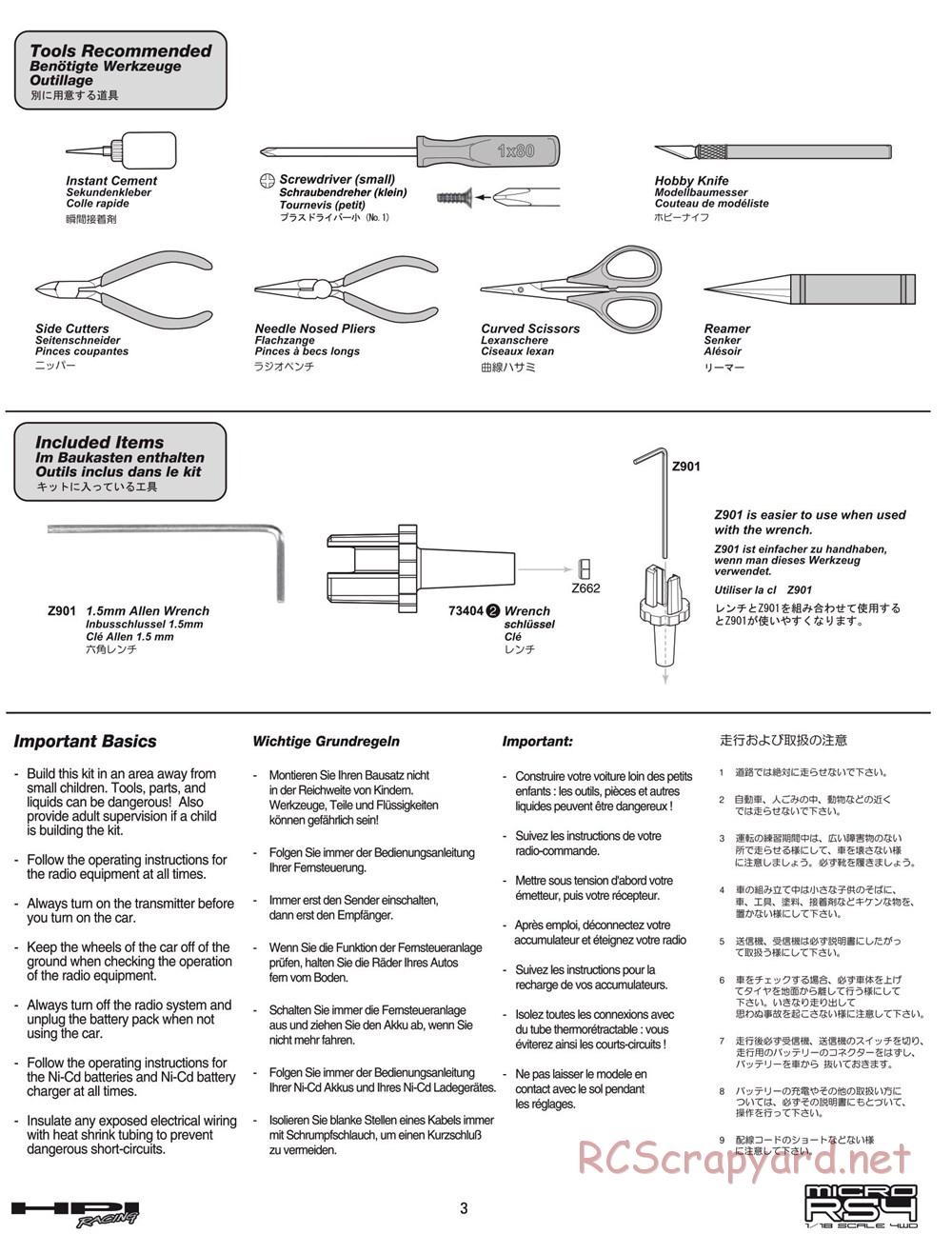 HPI - Micro RS4 - Manual - Page 3