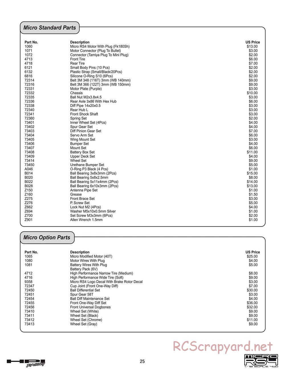 HPI - Micro RS4 - Manual - Page 25