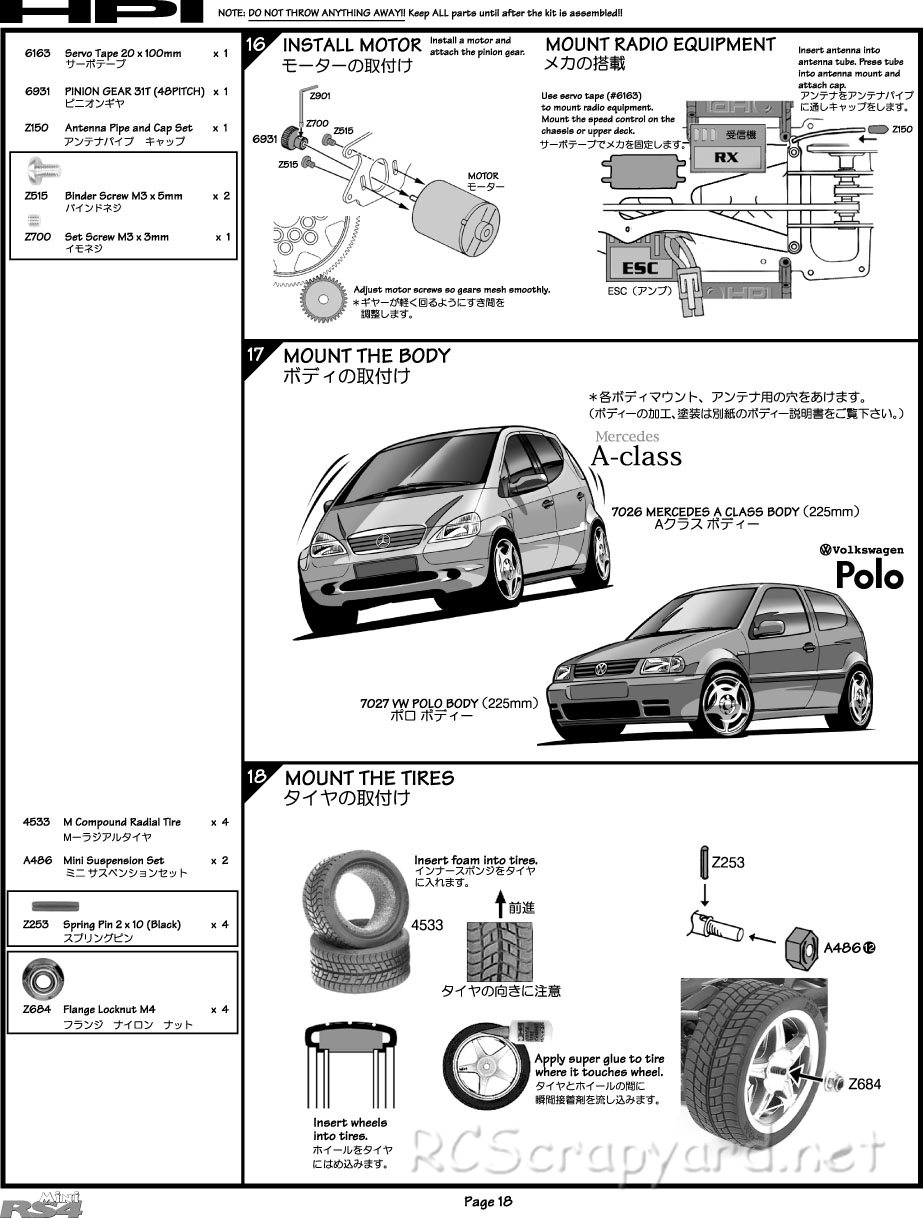 HPI - RS4 Mini - Manual - Page 18