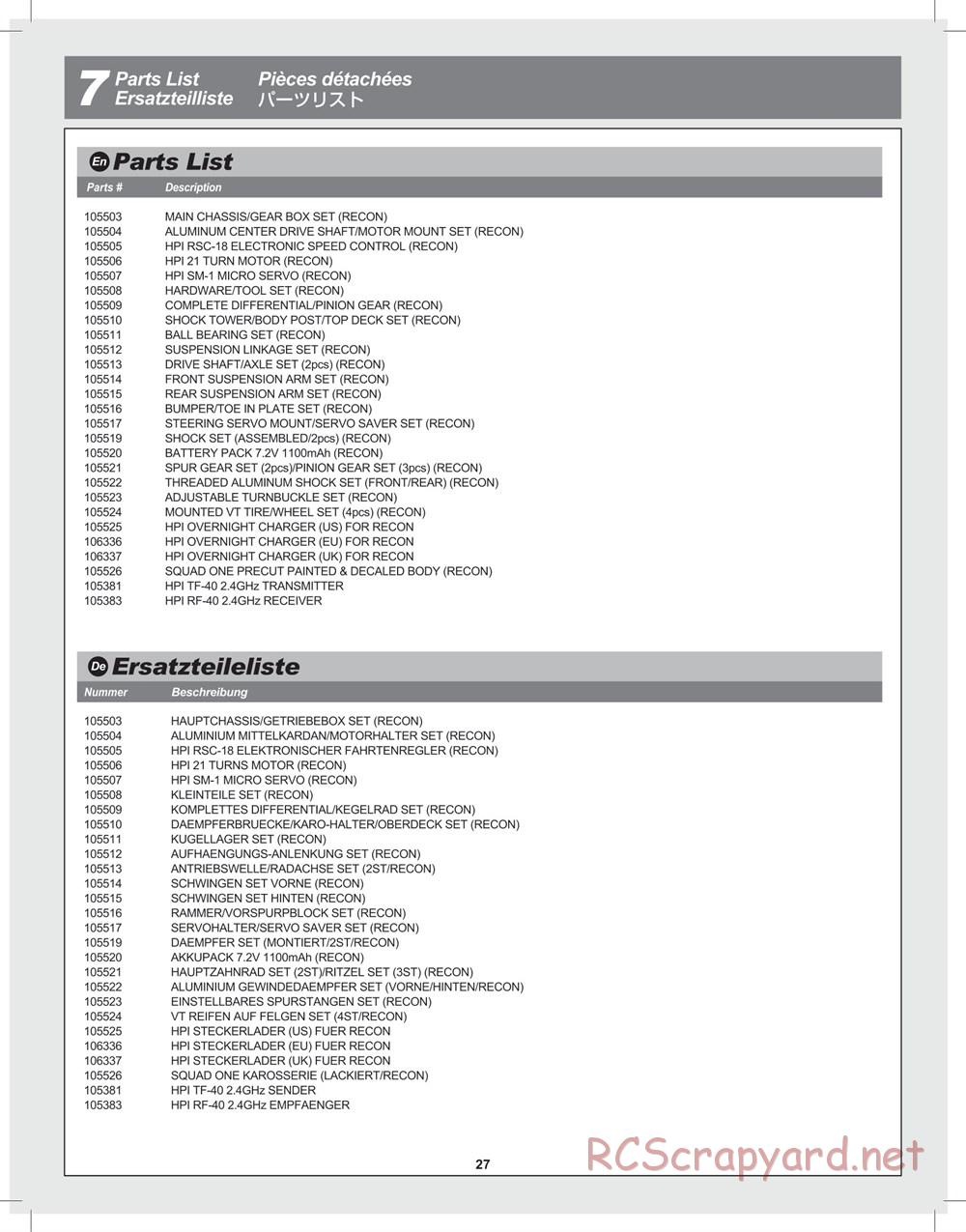 HPI - Mini Recon - Manual - Page 27