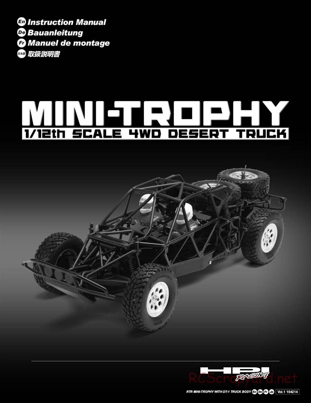 HPI - Mini Trophy - Desert Truck - Manual - Page 1