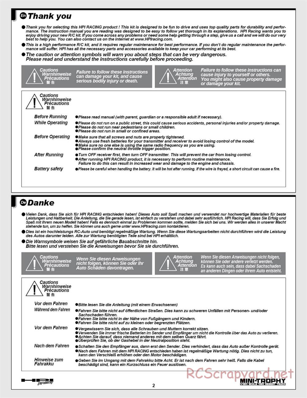 HPI - Mini Trophy - Desert Truck - Manual - Page 2