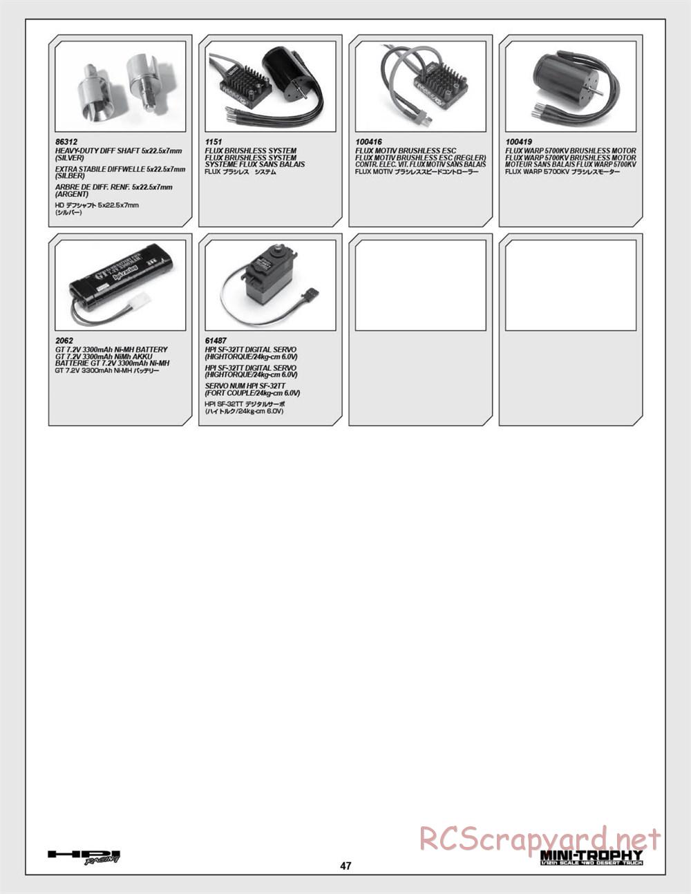 HPI - Mini Trophy - Desert Truck - Manual - Page 47