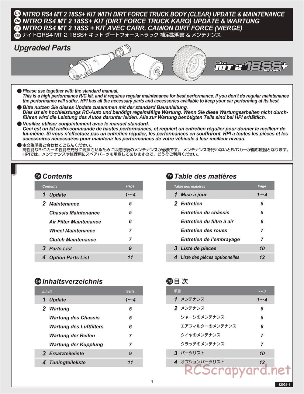 HPI - Nitro MT2 18SS+ - Update - Page 1