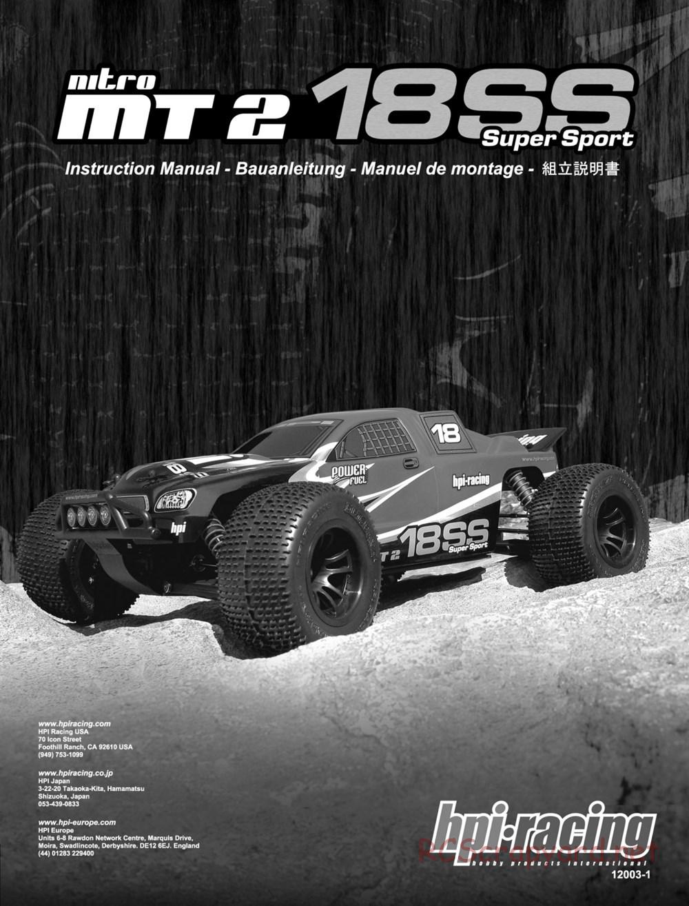 HPI - Nitro MT2 18SS - Manual - Page 1