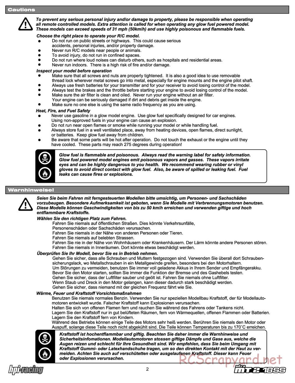 HPI - Nitro MT2 18SS - Manual - Page 2