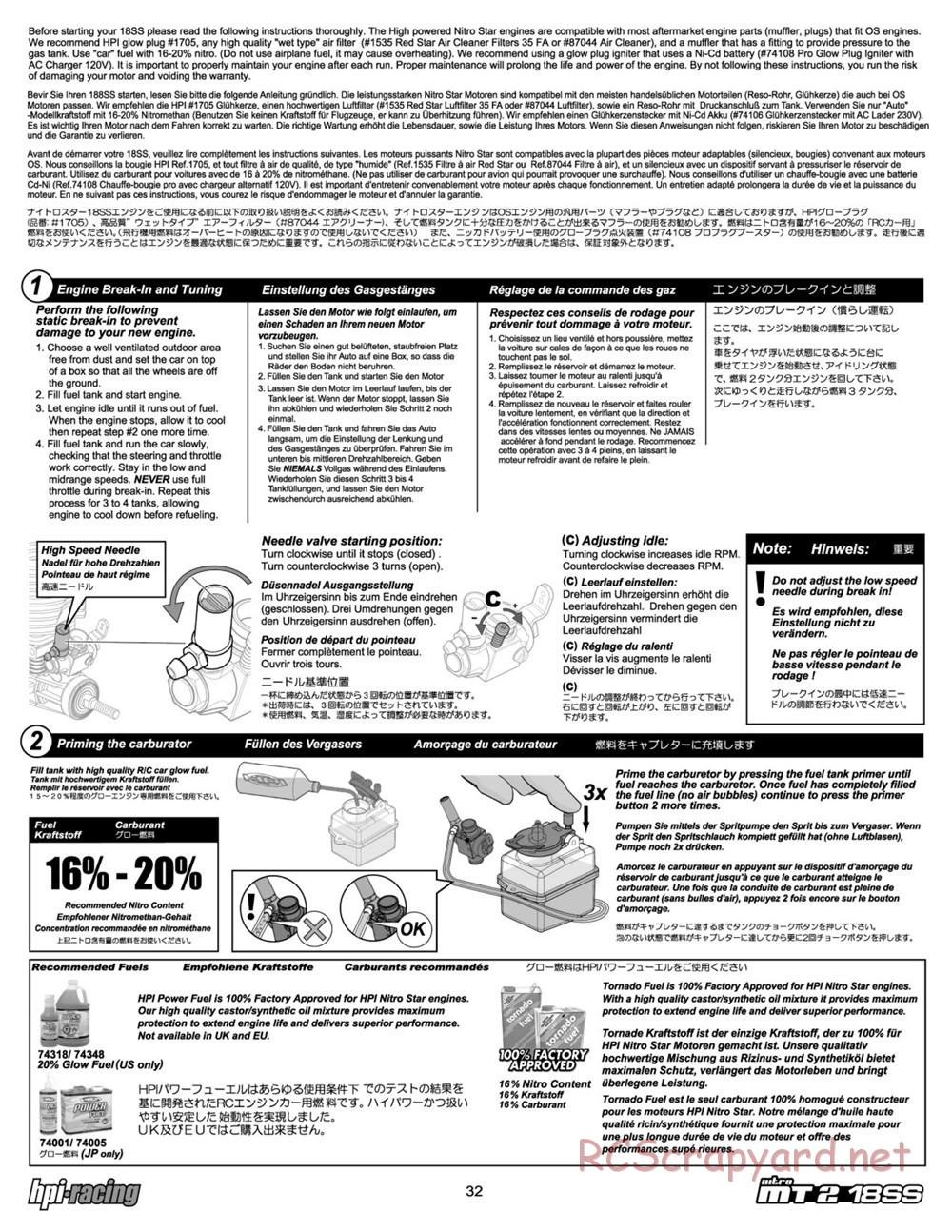 HPI - Nitro MT2 18SS - Manual - Page 32