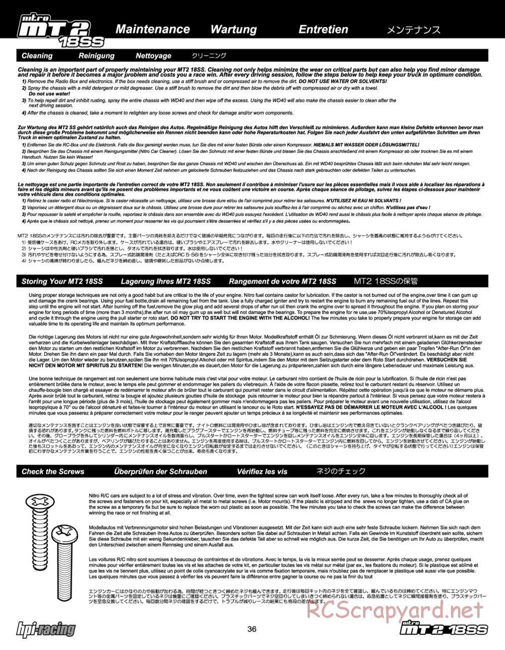 HPI - Nitro MT2 18SS - Manual - Page 36