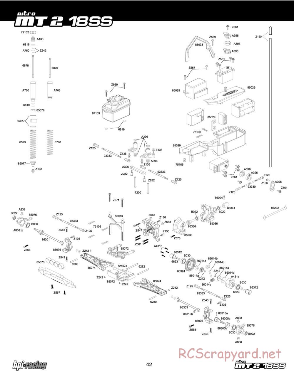 HPI - Nitro MT2 18SS - Exploded View - Page 42