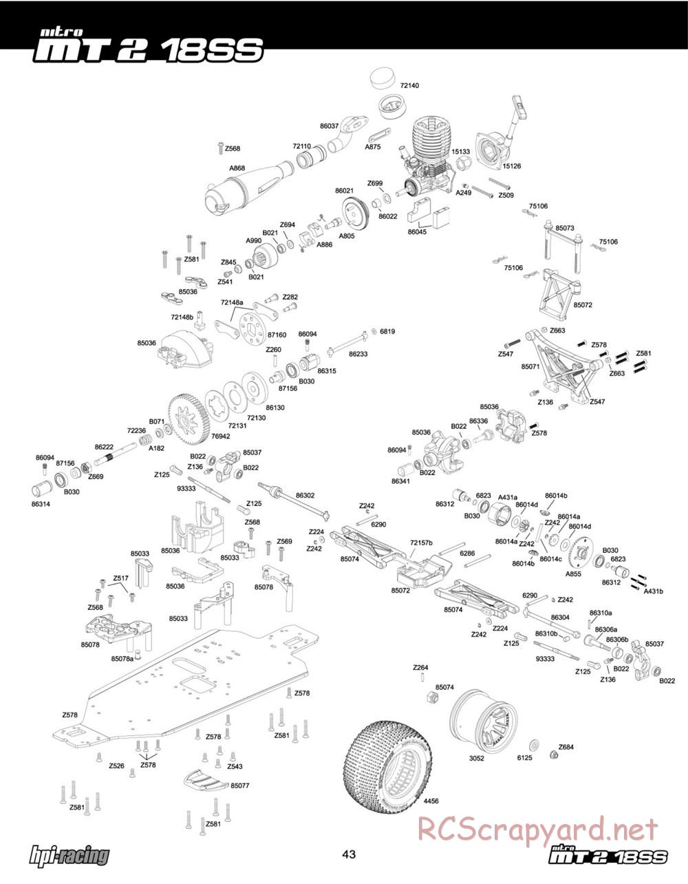 HPI - Nitro MT2 18SS - Exploded View - Page 43