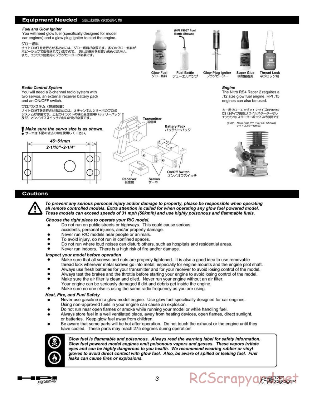 HPI - Nitro MT Racer - Manual - Page 3