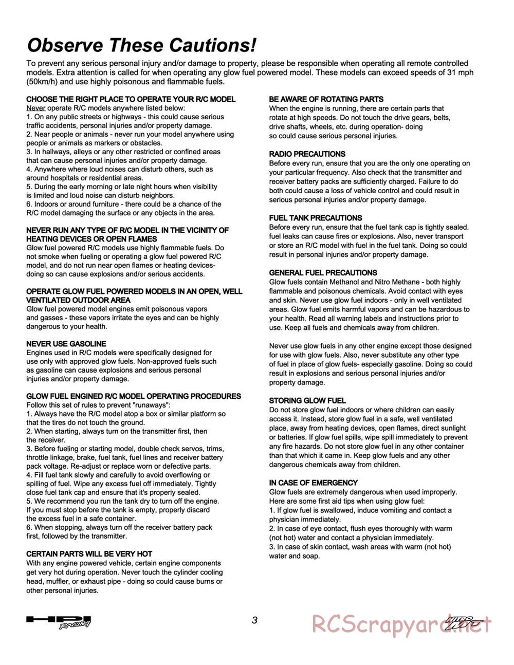 HPI - Nitro MT - Manual - Page 3