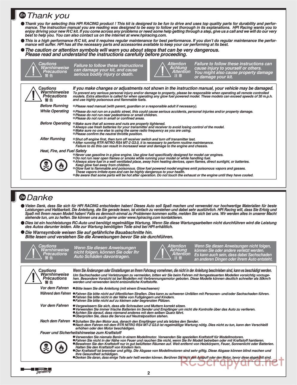 HPI - Nitro MT2 G3.0 - Manual - Page 2