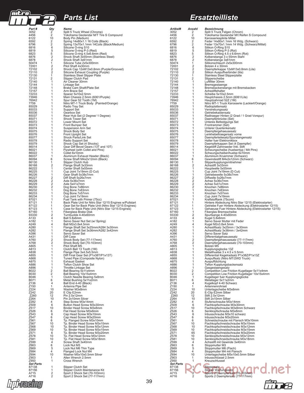 HPI - Nitro MT2 - Exploded View - Page 39
