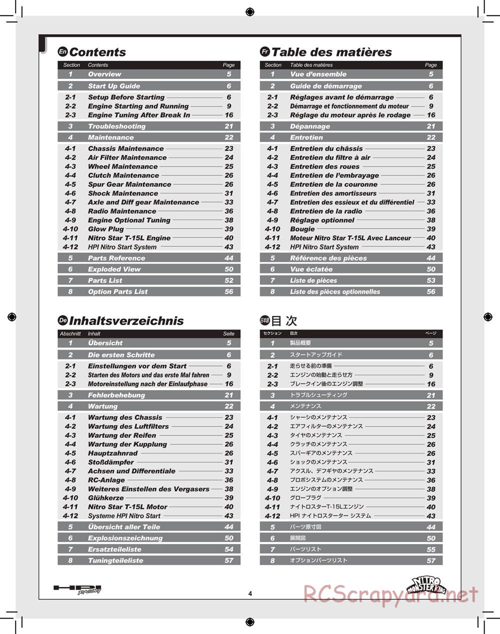 HPI - Nitro Monster King - Manual - Page 4