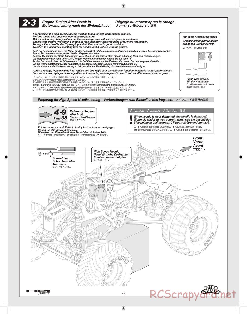 HPI - Nitro Monster King - Manual - Page 16