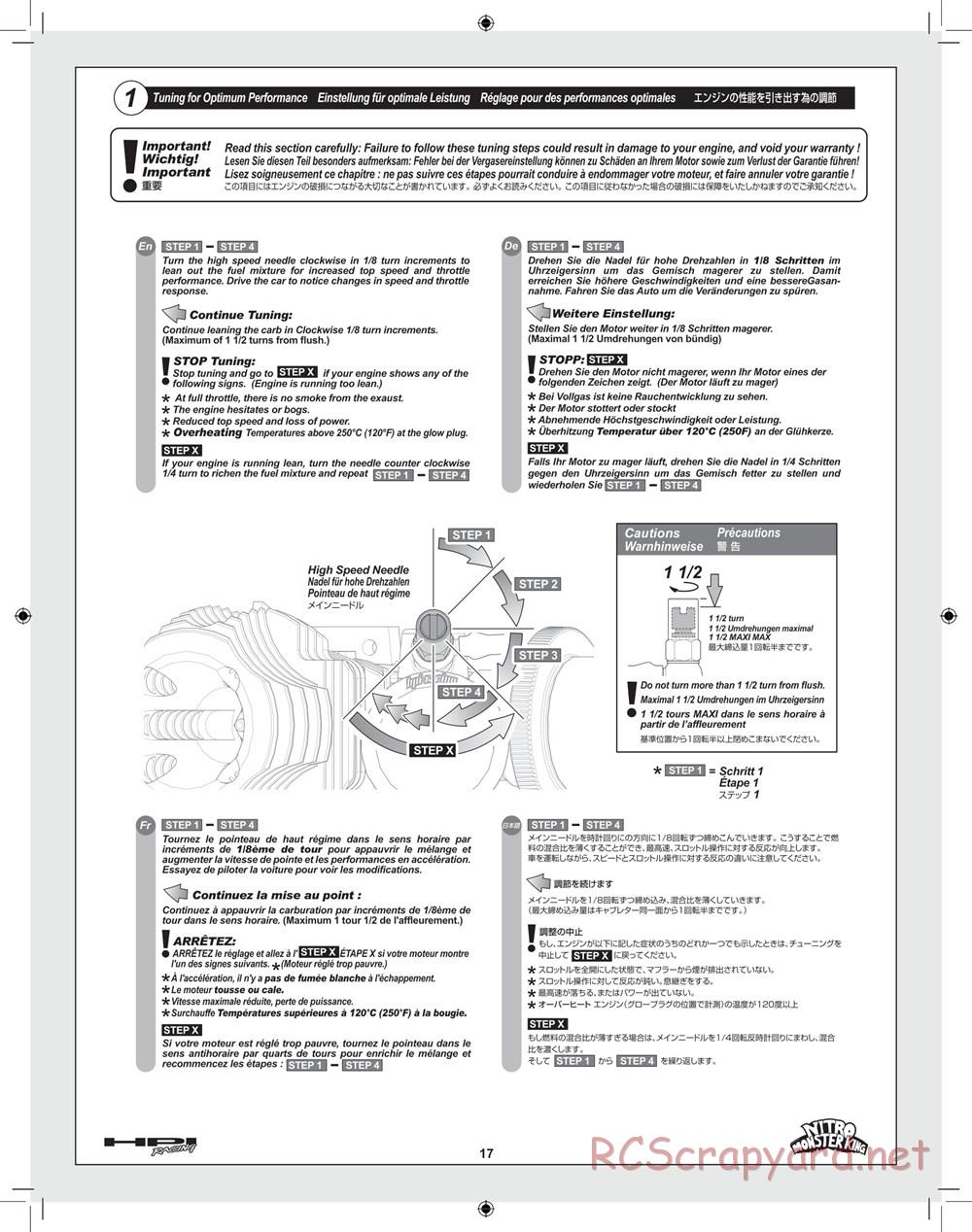 HPI - Nitro Monster King - Manual - Page 17