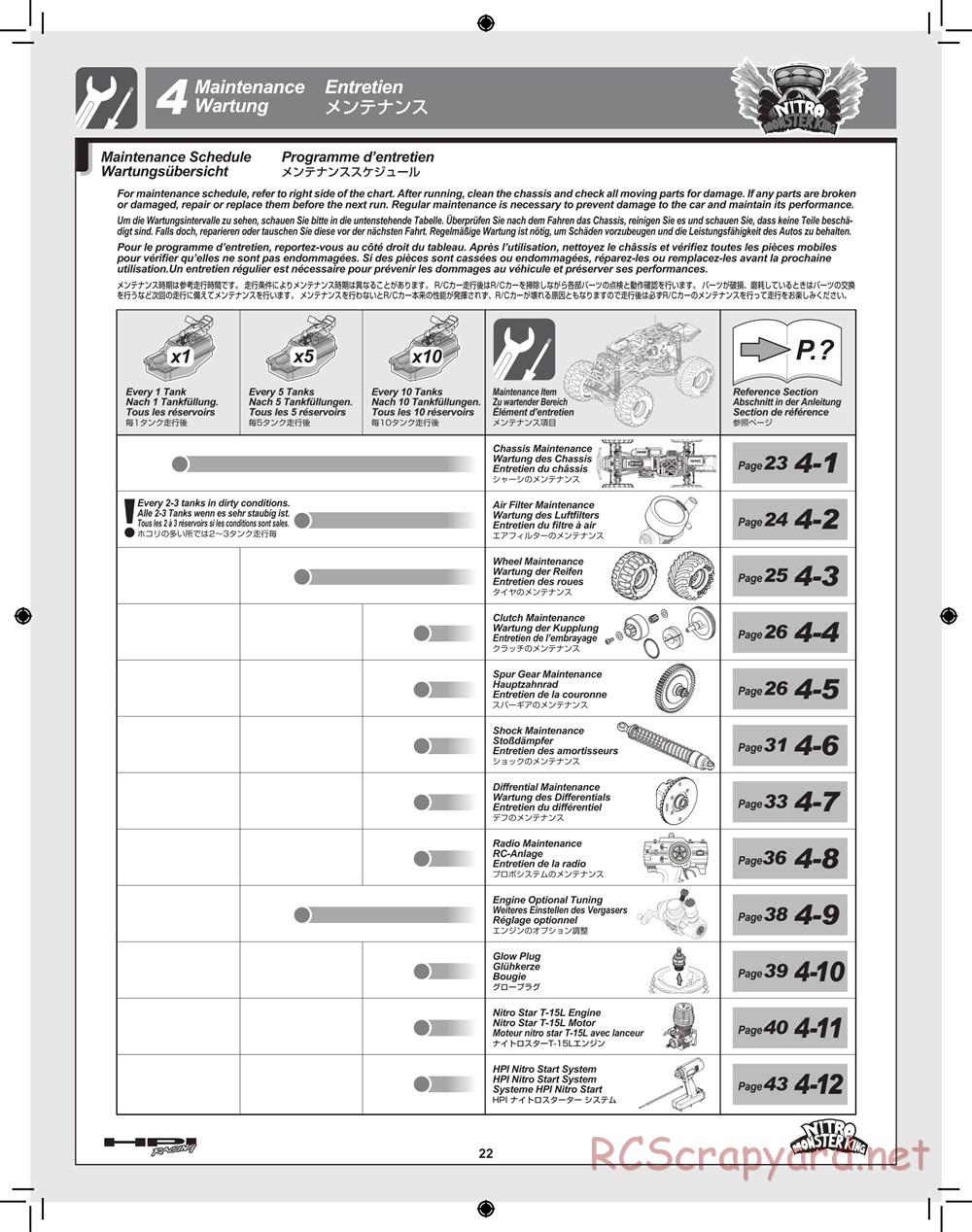 HPI - Nitro Monster King - Manual - Page 22