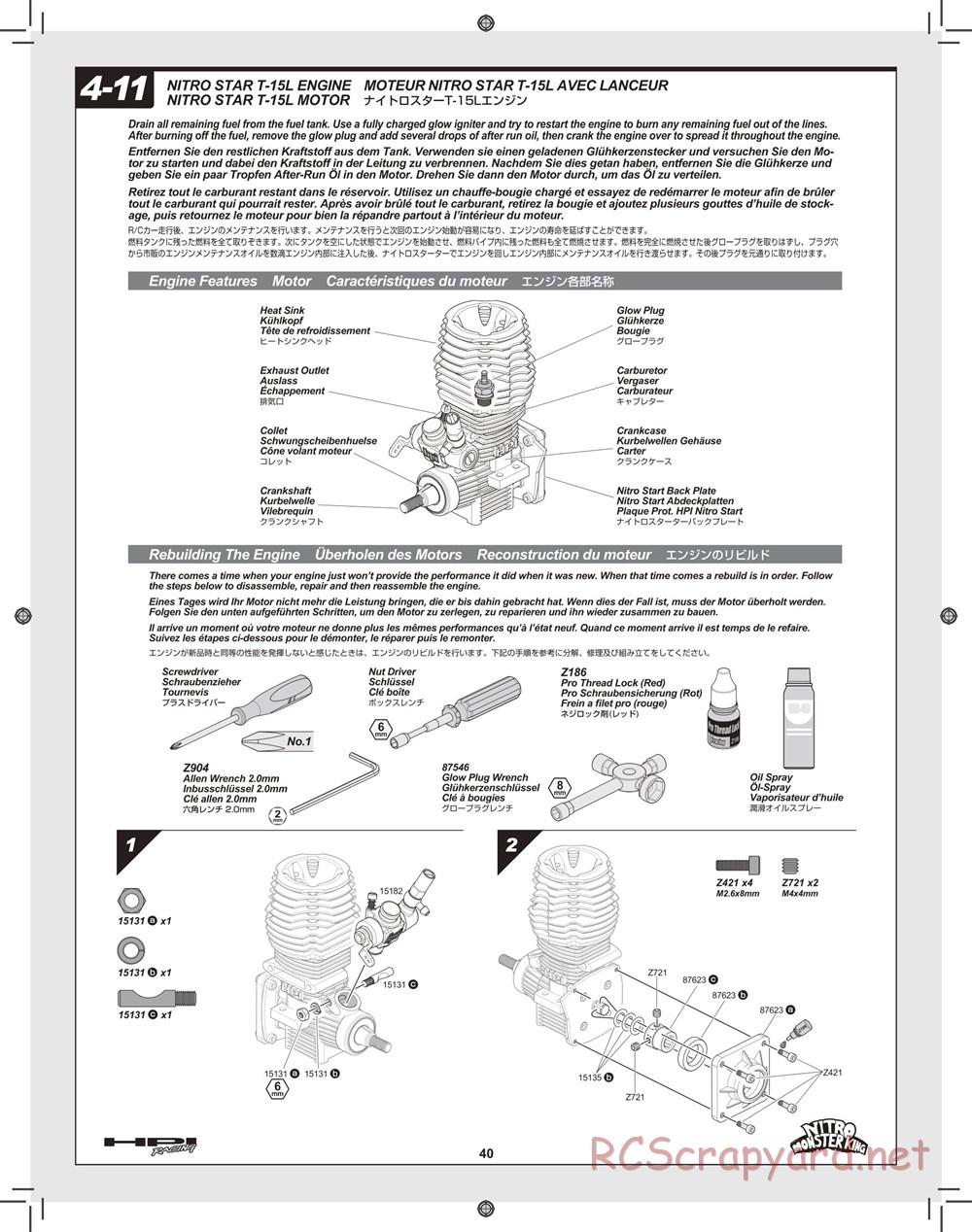 HPI - Nitro Monster King - Manual - Page 40