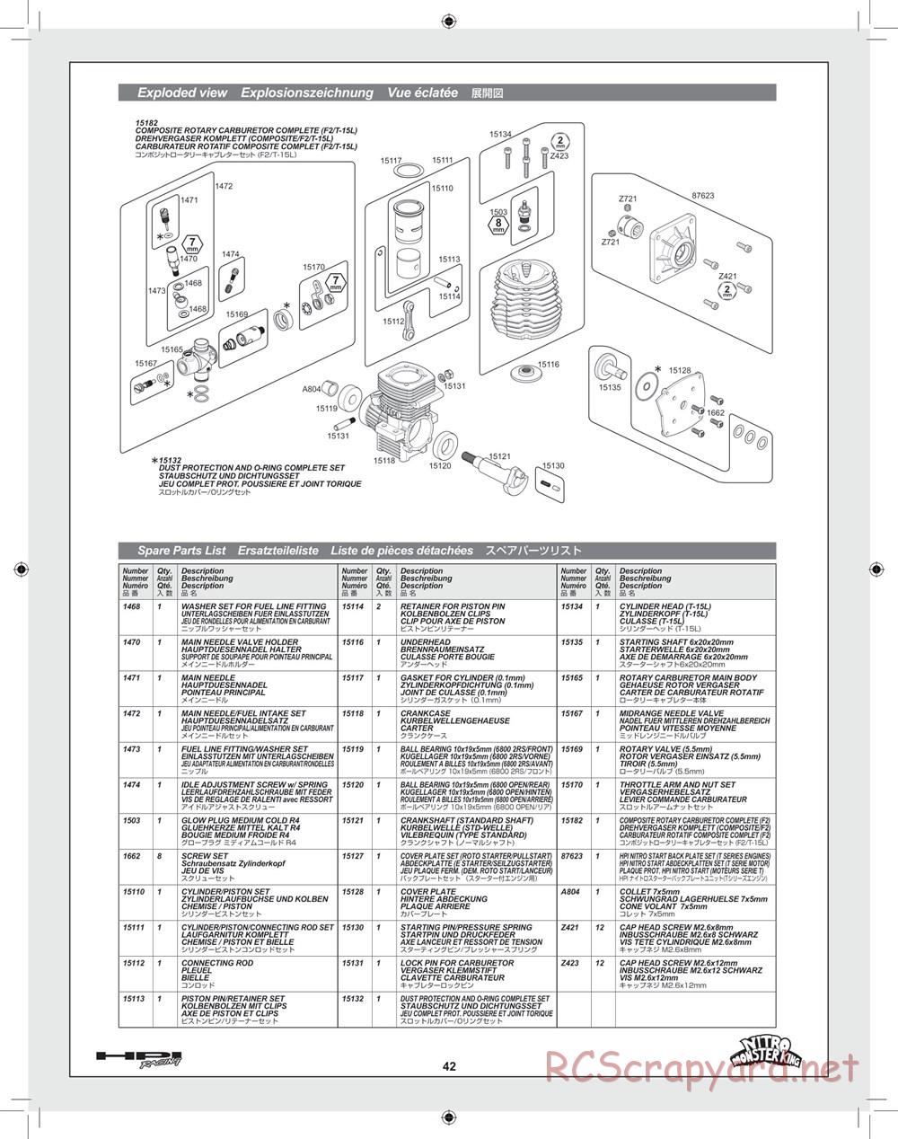 HPI - Nitro Monster King - Manual - Page 42