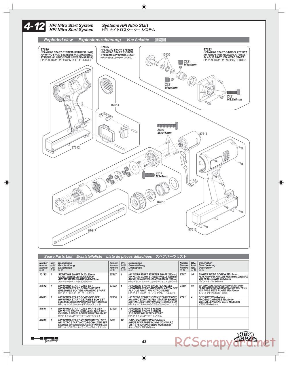 HPI - Nitro Monster King - Manual - Page 43