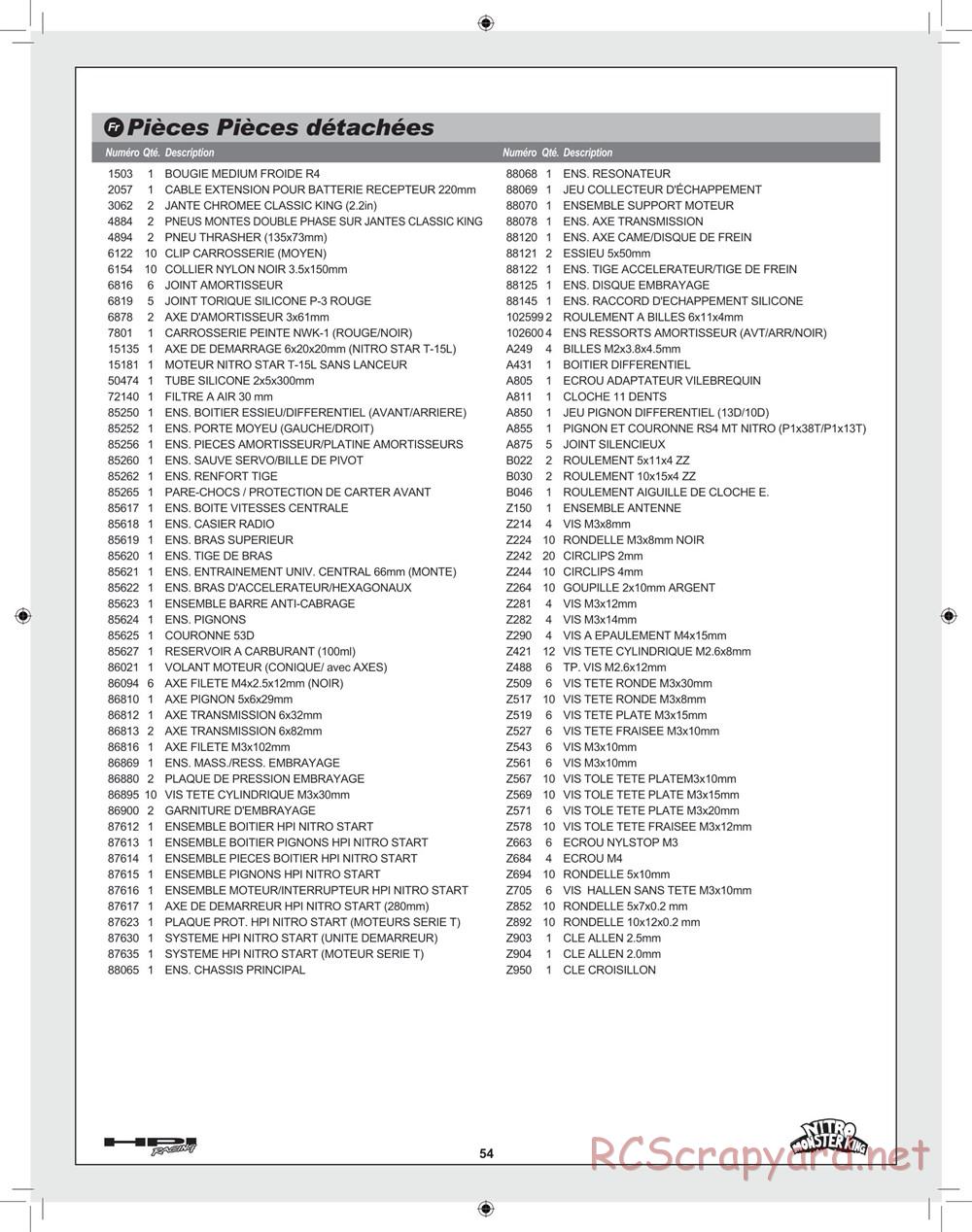 HPI - Nitro Monster King - Manual - Page 54