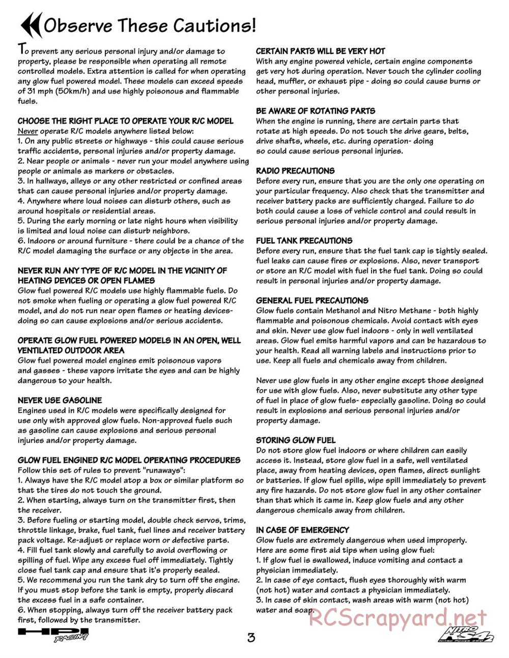 HPI - Nitro RS4-2 - Manual - Page 3
