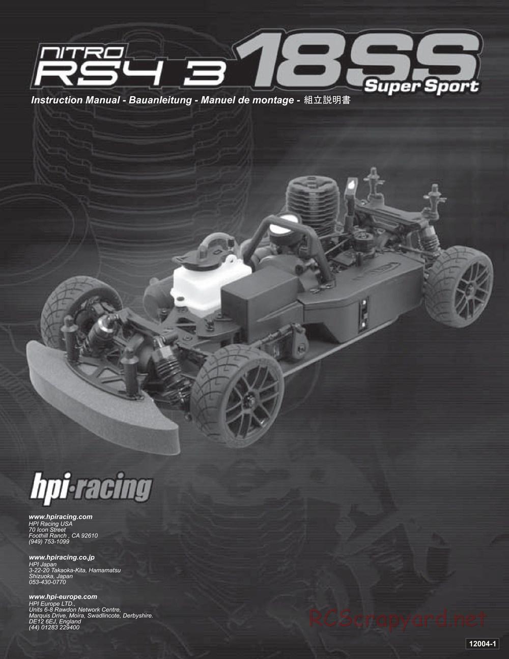 HPI - Nitro RS4 3 18SS - Manual - Page 1
